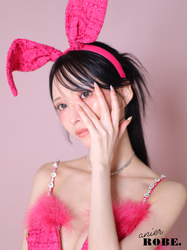 【XSサイズあり】Tweed heart studded bunny setup mini dress (anier4043)