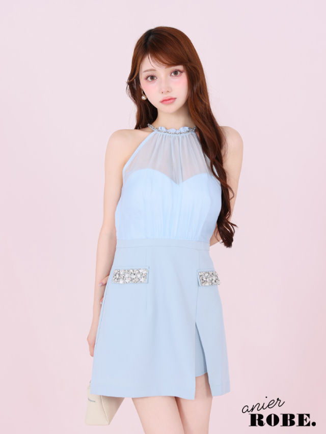 【着用一回】sheller、flower bijou dress フリーサイズ flower bijou dress – shéller / シェリエ