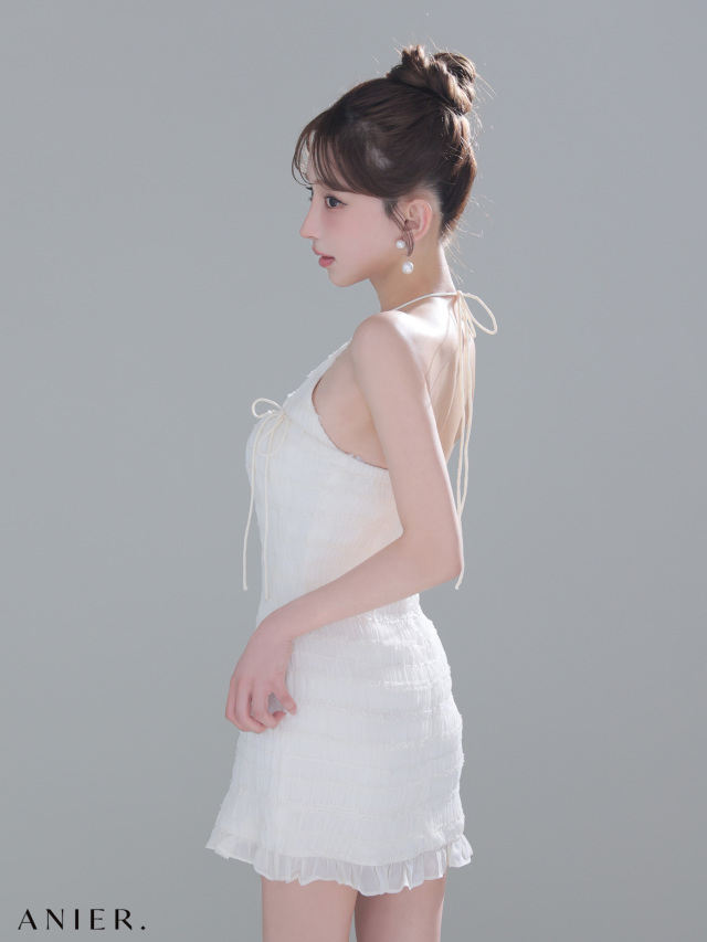 XSサイズあり】Chiffon american sleeve bust cutout tight mini dress