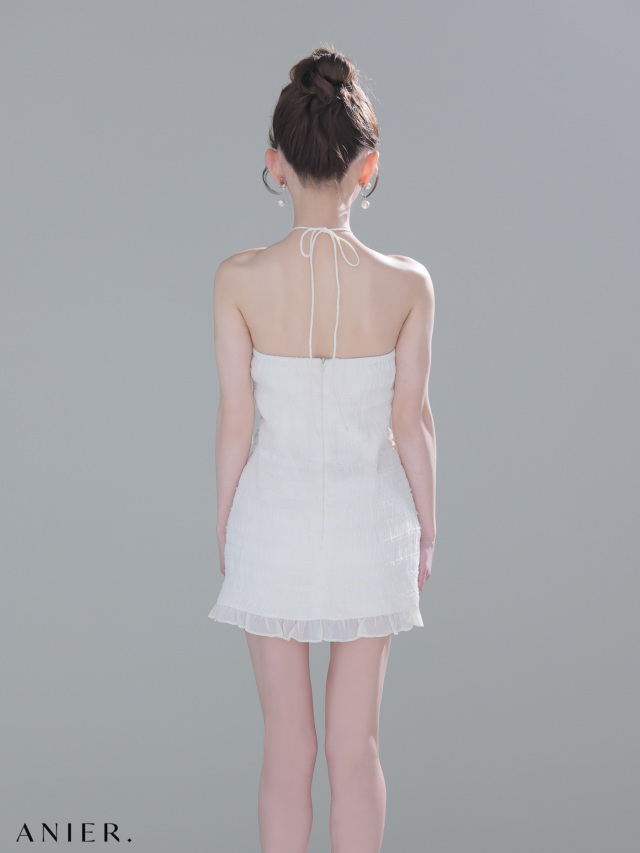XSサイズあり】Chiffon american sleeve bust cutout tight mini dress