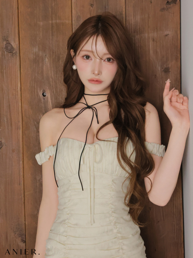 パール♡ミニドレス XSサイズあり】 haze offshoulder mini dress（anier4062）