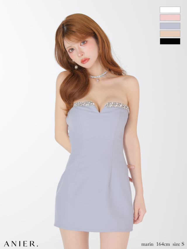 XSサイズあり】 BijouLine bare mini dress（anier4063）