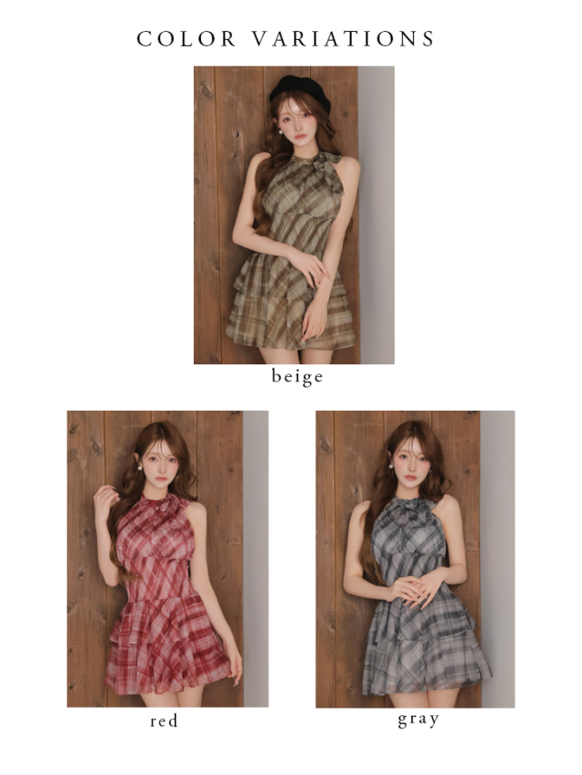 XSサイズあり】 Sheer check tiered mini dress（anier4064）