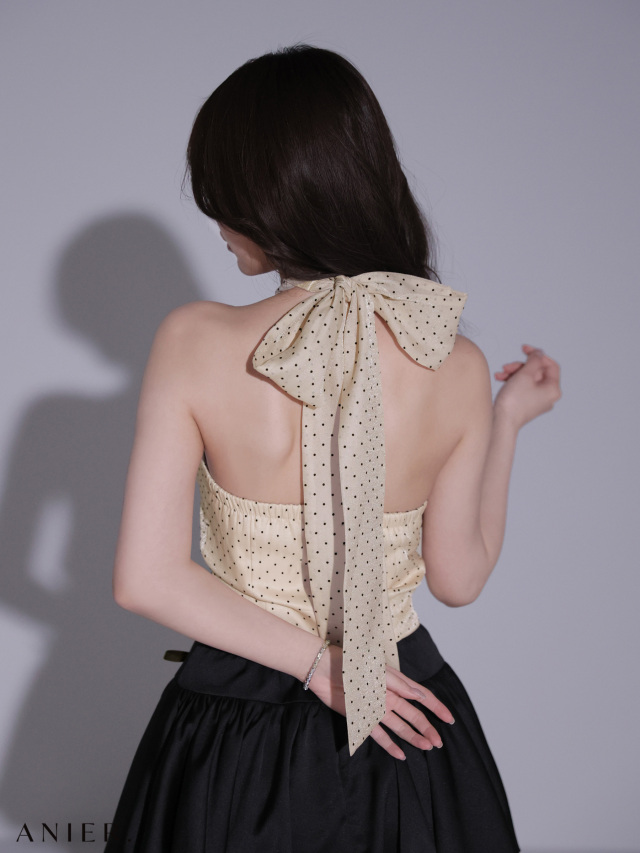 XSサイズあり】 Dot organdy×balloon skirt two-piece mini dress