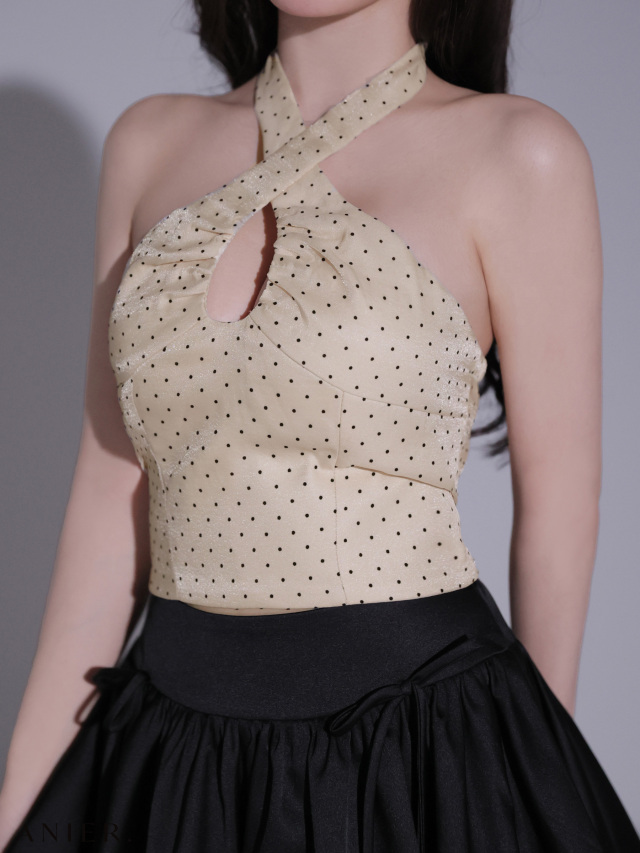 XSサイズあり】 Dot organdy×balloon skirt two-piece mini dress