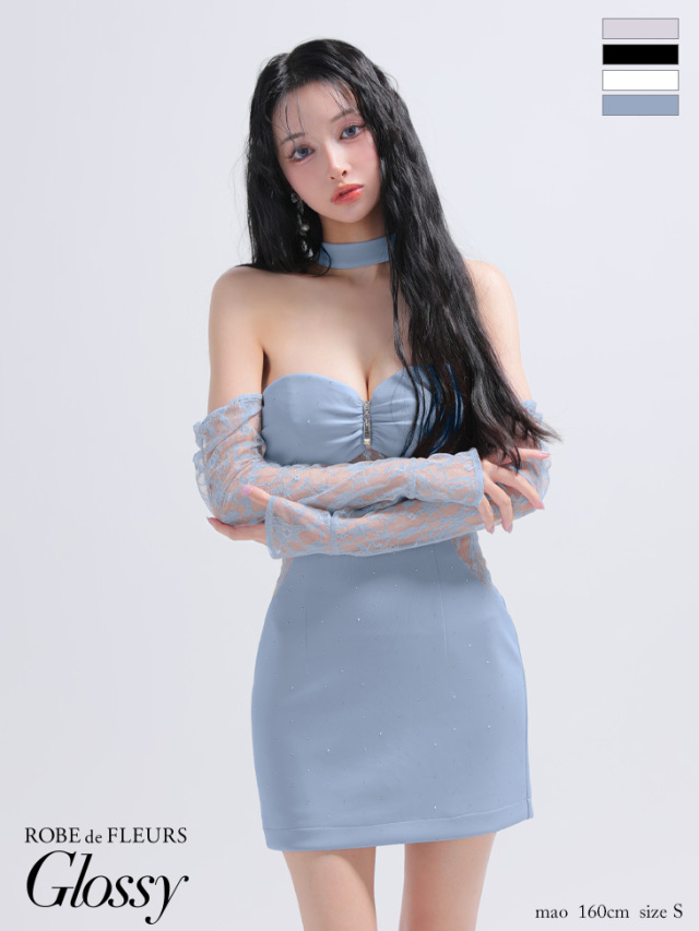 XSサイズあり】袖取り外し可能♡レースベアチョーカータイトミニ