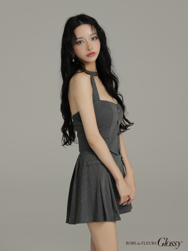 ROBE de FLEURS ブラックミニドレス　セットアップ XSサイズあり【ROBE de FLEURS/ローブドフルール】ジャガード