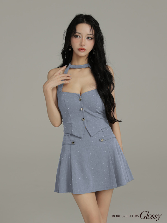 ROBE de FLEURS セットアップドレス　ライトブルー　れみれみ着用 ROBE de FLEURS セットアップドレス ライトブルー れみれみ着用