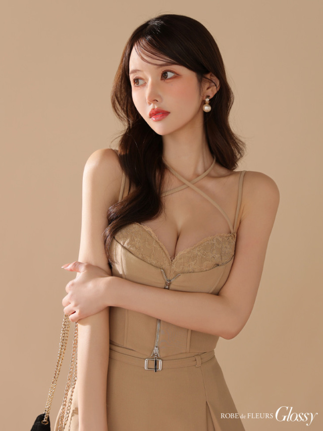 ROBE de FLEURS Glossy キャバクラドレス Glossy/グロッシー】刺繍レース/ バックレース/ ストレッチ