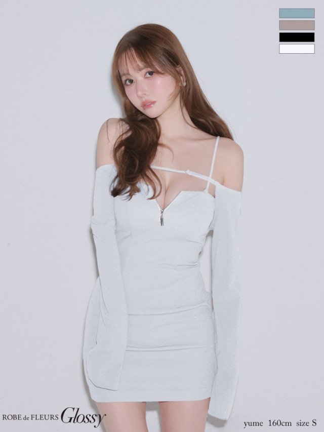 XSサイズあり】ラメニットボレロセットタイトミニキャバドレス (GL4143)