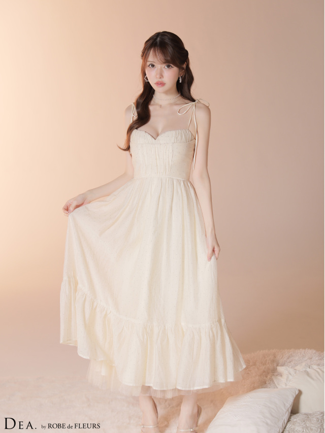 XS〜Lサイズあり】ストーン付きシフォンロングキャミキャバ