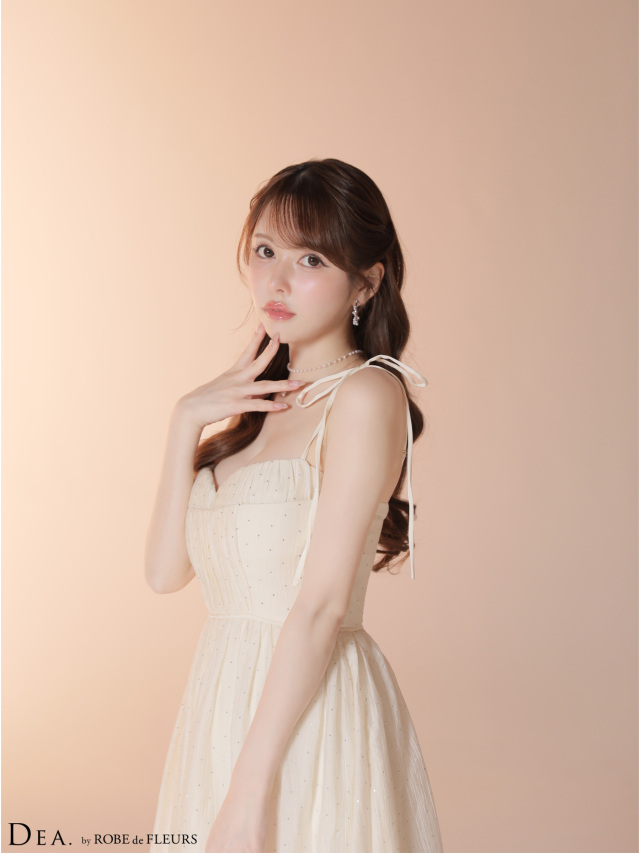 XS〜Lサイズあり】ストーン付きシフォンロングキャミキャバ