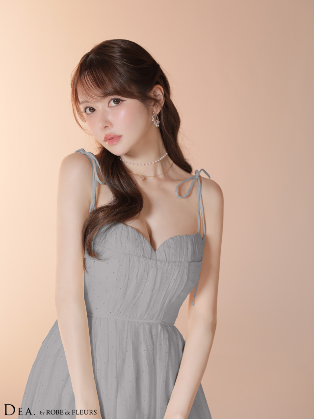 XS〜Lサイズあり】ストーン付きシフォンロングキャミキャバ