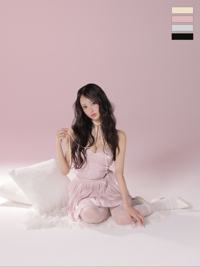 XSサイズあり】オーガンジーベアツーピースフレアミニキャバドレス(fm4149)