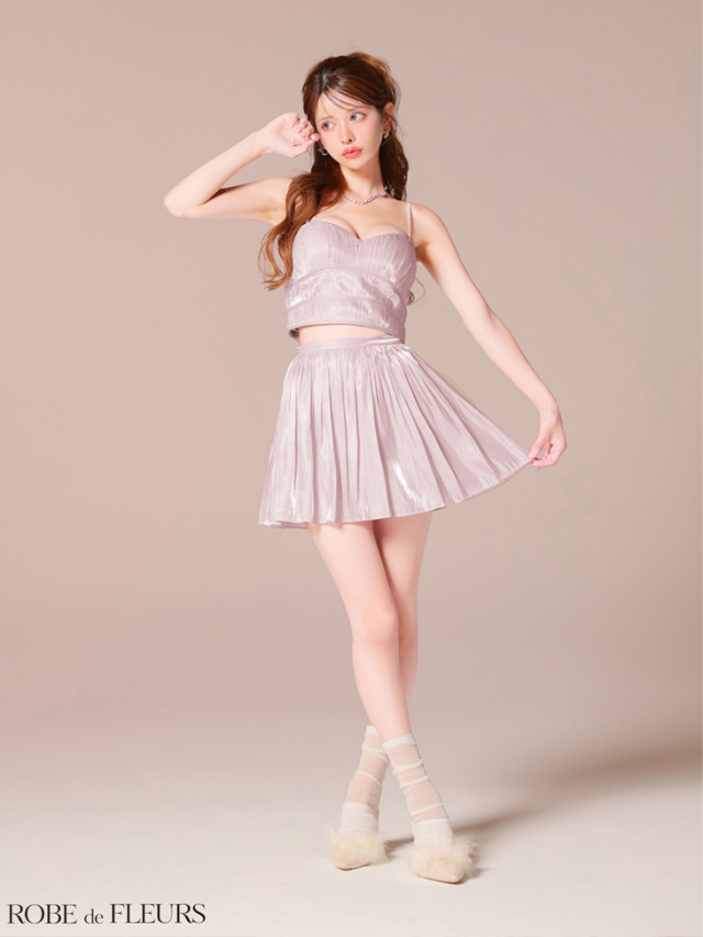 ROBE de FLFURS ローブドフルール オーガンジーベアツーピースドレス XSサイズあり【ROBE de FLEURS/ローブドフルール】オーガンジー/ ベア