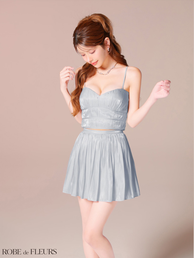 XSサイズあり】オーガンジーベアツーピースフレアミニキャバドレス(fm4149)