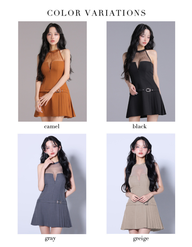 9月下旬入荷予定】【XSサイズあり】シアーホルターネックフレアミニ