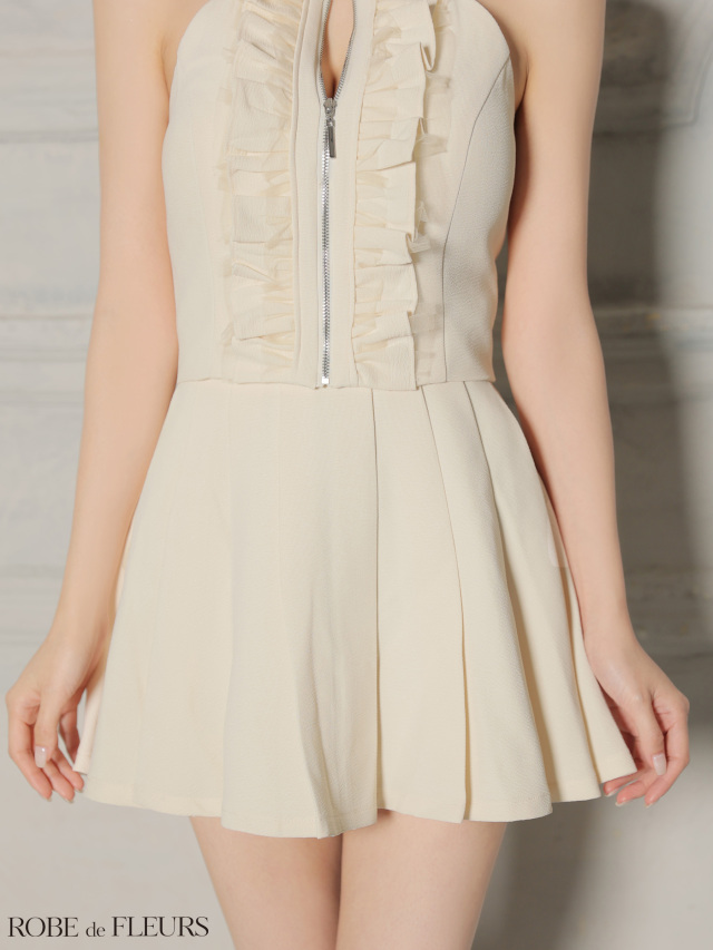 XS～Lサイズあり】レースハイネックセットアップフレアミニキャバ