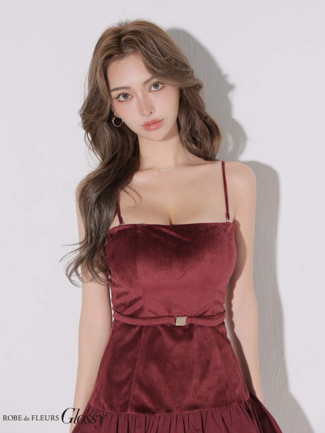 XSサイズあり】ベロアバルーンフレアベアトップミニキャバドレス(GL4159)