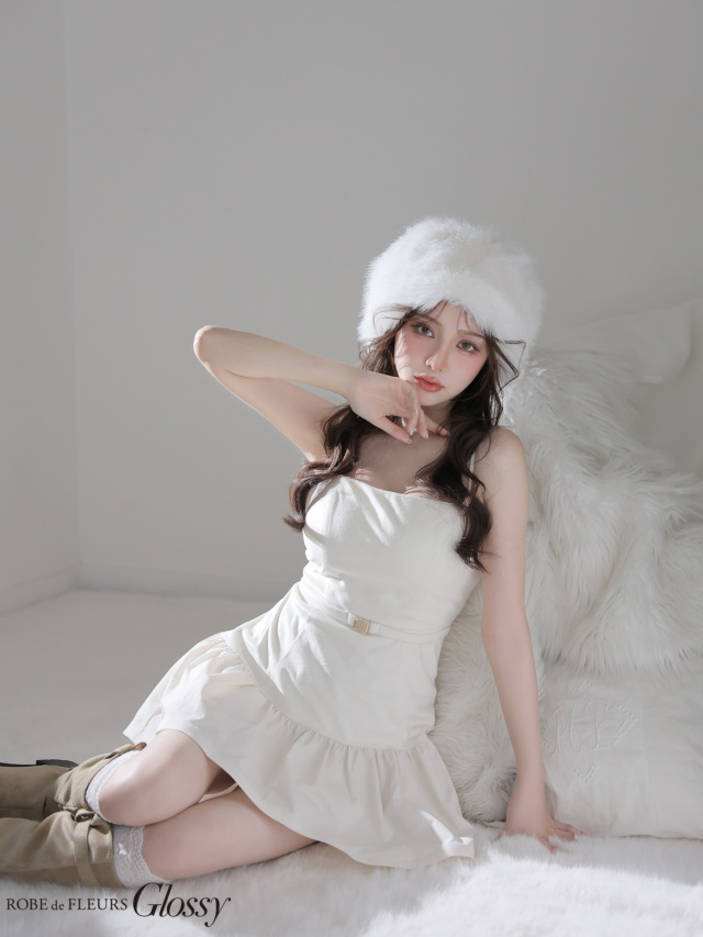 XSサイズあり】ベロアバルーンフレアベアトップミニキャバドレス(GL4159)