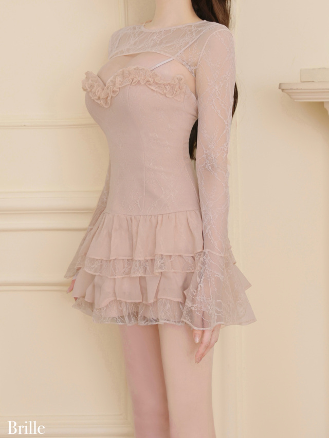 XS～Lサイズあり】Pétale de brille mini dress (brille4161)