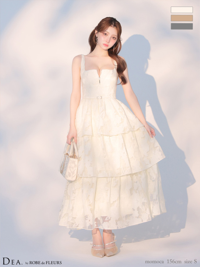 XS〜Lサイズあり】オーガンジーフラワーティアードロングキャバ