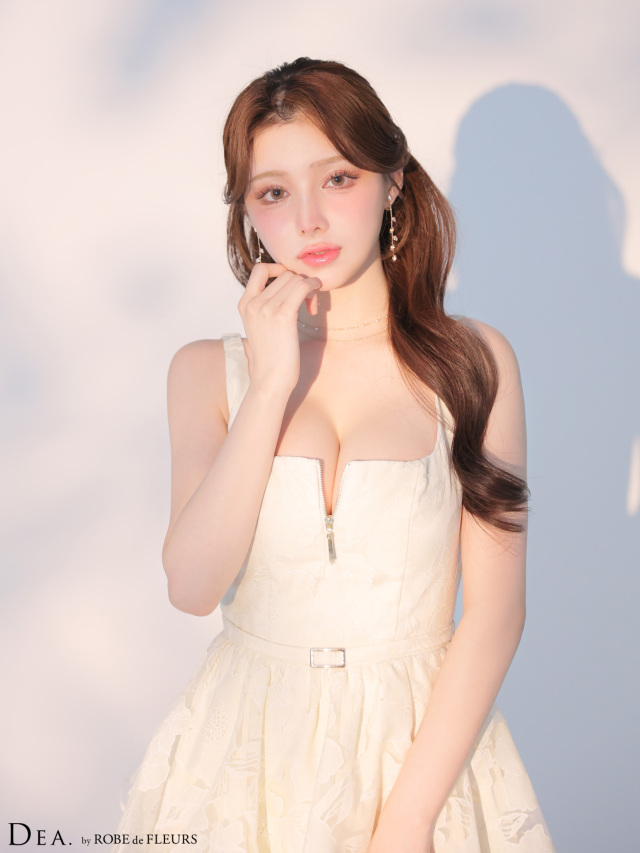 DEA. ティアードスカートドレス クリーム色 XS〜Lサイズあり】オーガンジーフラワーティアードロングキャバ