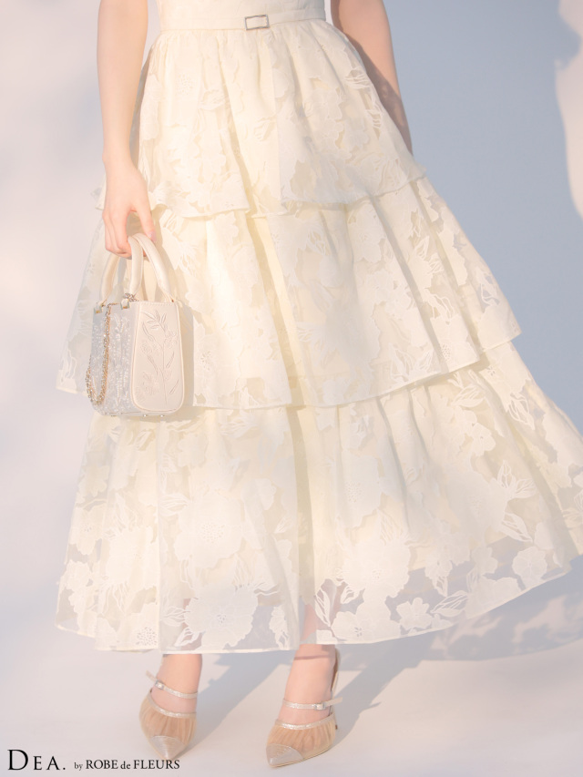 XS〜Lサイズあり】オーガンジーフラワーティアードロングキャバ