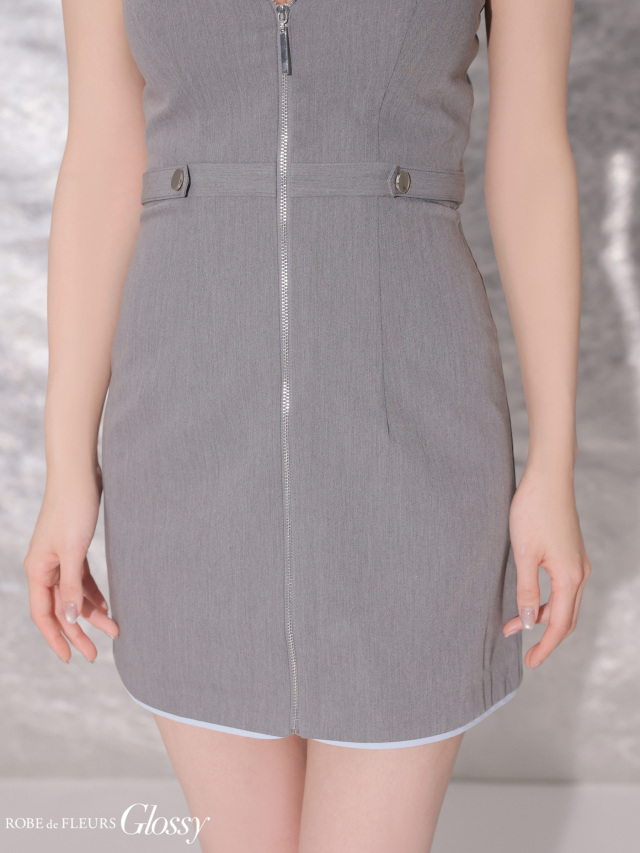 XSサイズあり】フロントジップ台形ミニキャバドレス (GL4172)