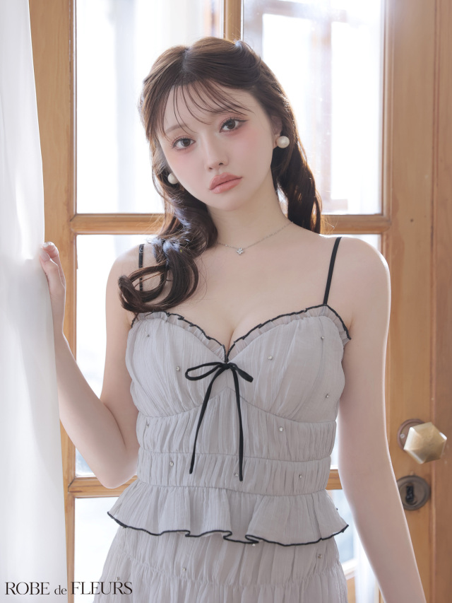 XSサイズあり】ビジューラメシフォンリボンセットアップミニキャバ