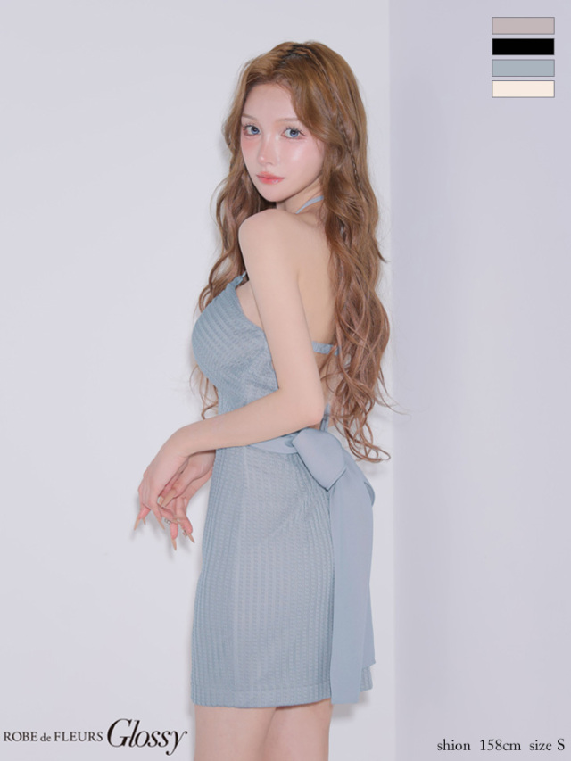 Petite Robe canone パキッと割れないエンボスバッグ エアリーバックリボンワンピース | titivate