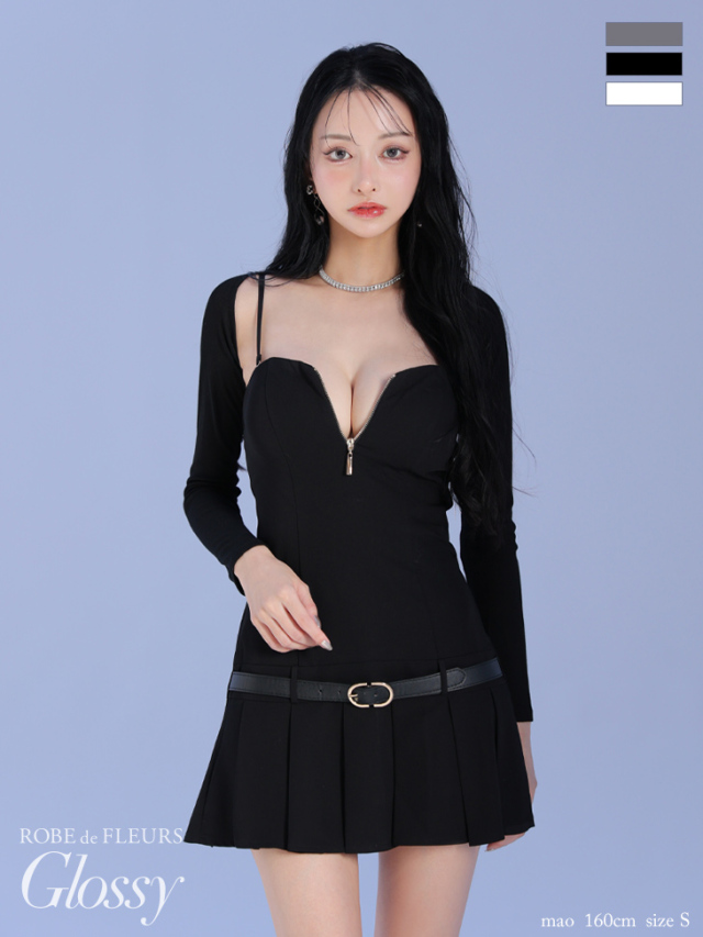 ★予約商品★【6月上旬入荷予定】【XS~Lサイズあり】ボレロ着脱可能♡ローベルトデザインプリーツミニキャバドレス(GL4208)