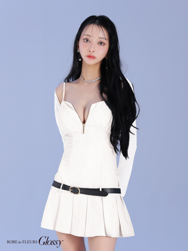 ★予約商品★【6月上旬入荷予定】【XS~Lサイズあり】ボレロ着脱可能♡ローベルトデザインプリーツミニキャバドレス(GL4208)