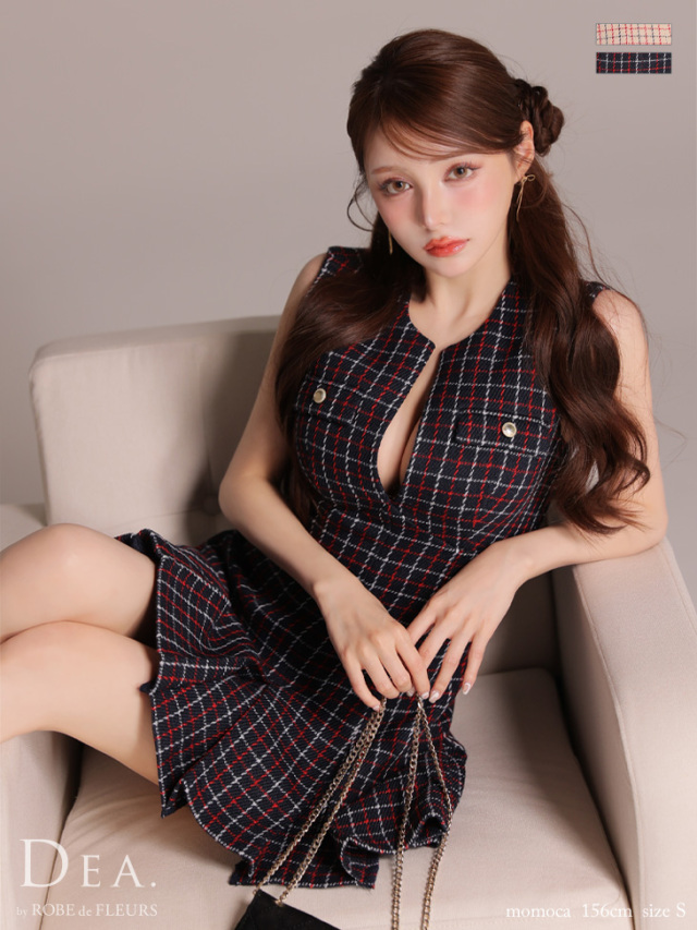 XSサイズあり】チェックノースリーブバストカットプリーツミニ