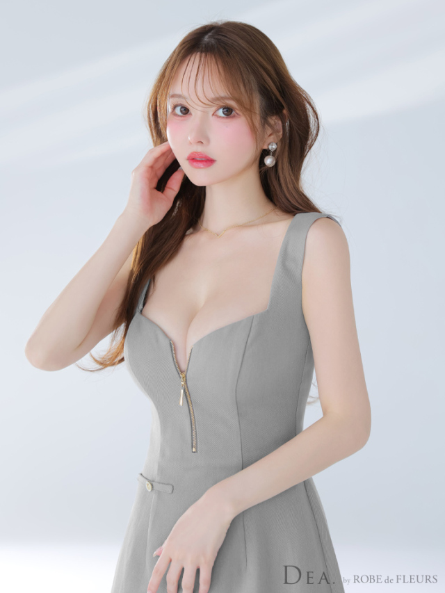 【XSサイズあり】ノースリーブバストジップシンプルミニキャバドレス(DE4211)