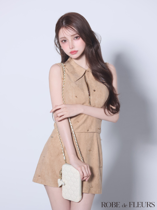 XSサイズあり】襟付きハートボタンセットアップミニキャバドレス(fm4213)