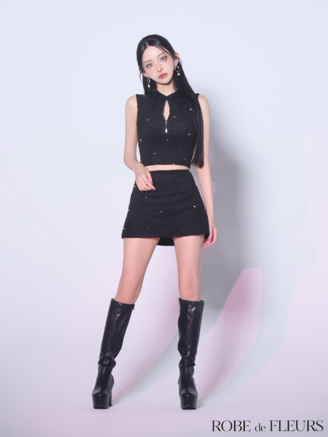 XSサイズあり】襟付きハートボタンセットアップミニキャバドレス(fm4213)