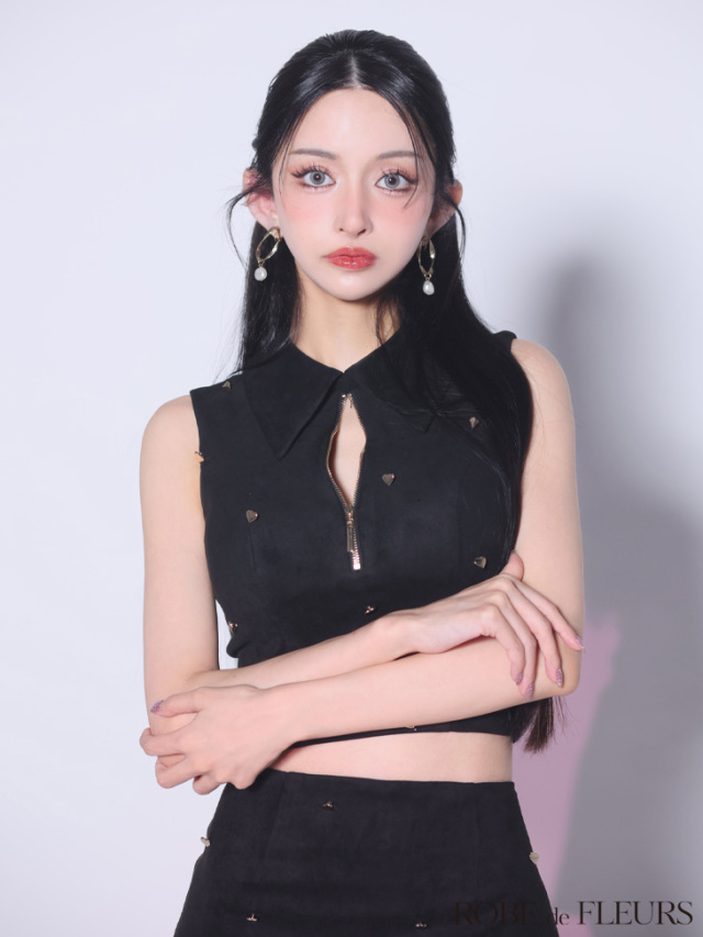 XSサイズあり】襟付きハートボタンセットアップミニキャバドレス(fm4213)