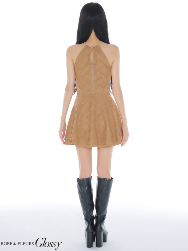 XSサイズあり】チェックレースツイルセットアップミニキャバドレス(GL4218)