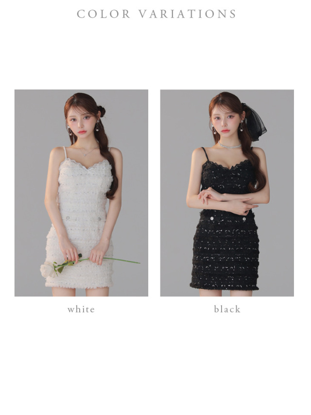 XSサイズあり】フェザースパンコールツイードミニキャバドレス(fm4224)