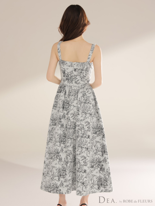 XS～Lサイズあり】ジャガードバストジップフレアロングキャバ