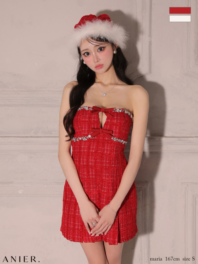 XSサイズあり】Sparkling Ribbon Bear Dress Santa (anier4227)