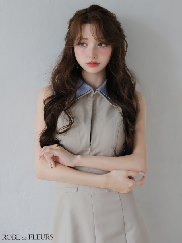 XS～Lサイズあり】襟付きノースリーブタイトミニキャバドレス(fm4228)