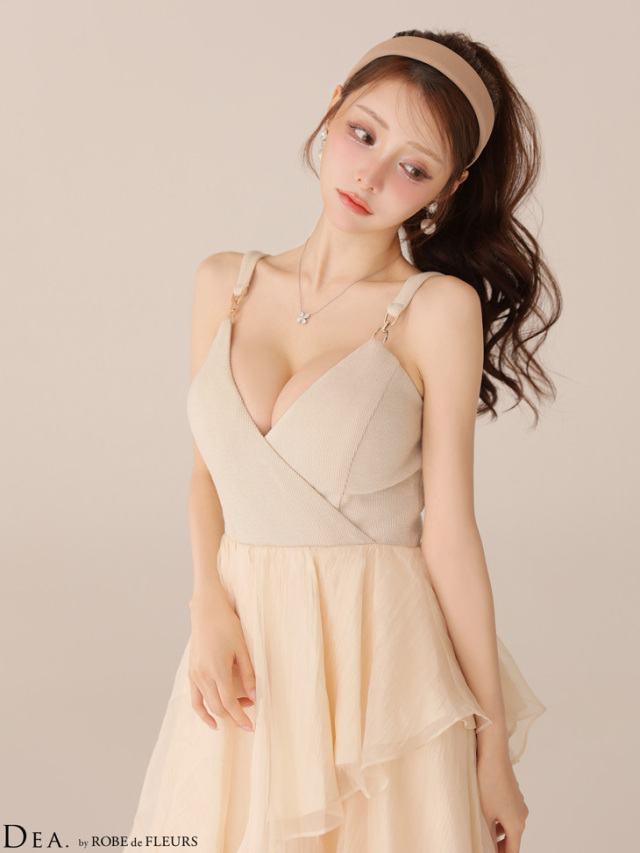 XS～Lサイズあり】ティアードジャガードフリルスカートロングキャバ