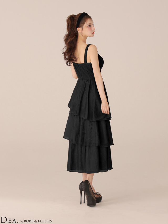 XS～Lサイズあり】ティアードジャガードフリルスカートロングキャバ