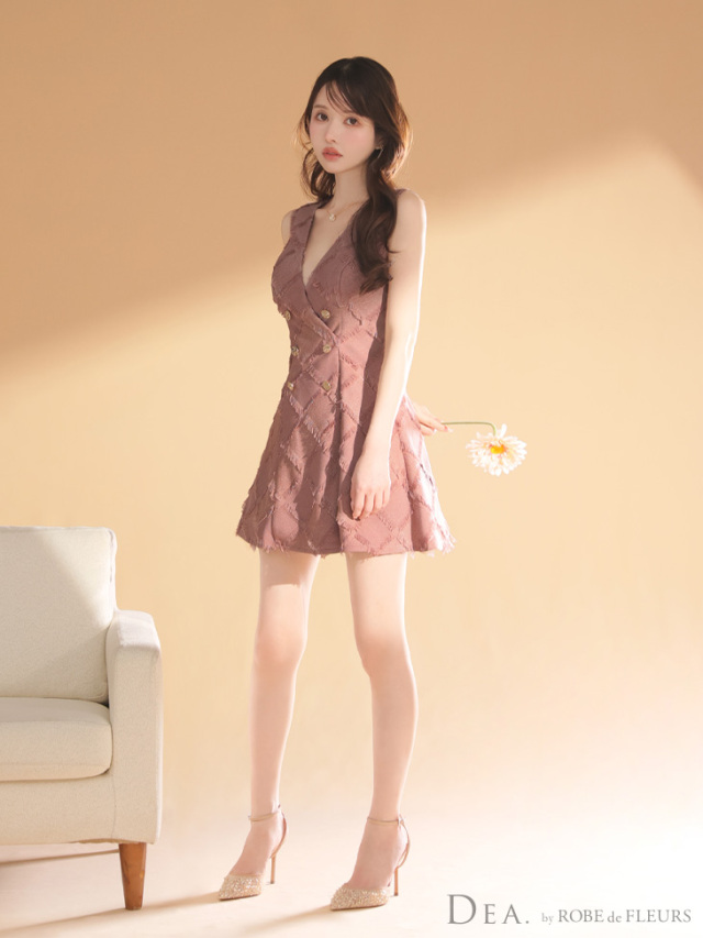 DEA. by ROBE de FLEURS/フリンジジャガードドレス ☆予約商品☆【9月中旬入荷予定】【XS~Lサイズあり】フリンジ