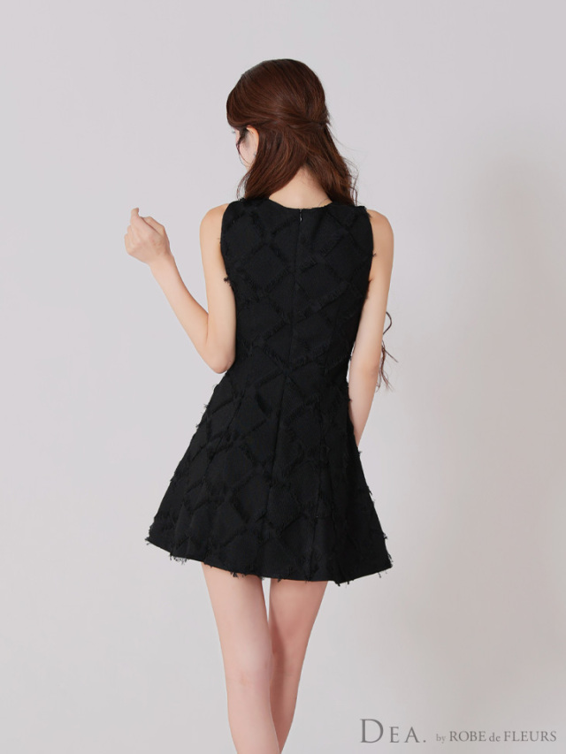 【新品】フリンジジャガードドレス　ミディアム　黒　Sサイズ　銀座ホステス　キャバ ☆予約商品☆【9月中旬入荷予定】【XS~Lサイズあり】フリンジ