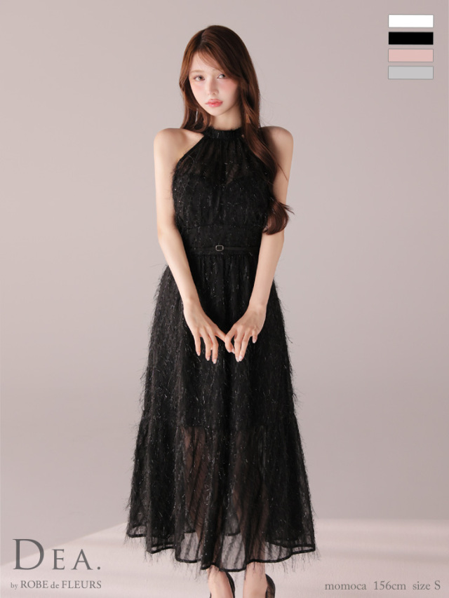 XS～Lサイズあり】フリンジジャガードサテンロングキャバドレス(DE4318)