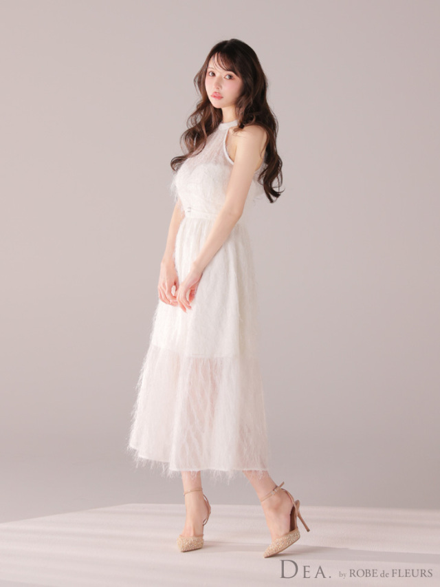 XS～Lサイズあり】フリンジジャガードサテンロングキャバドレス(DE4318)