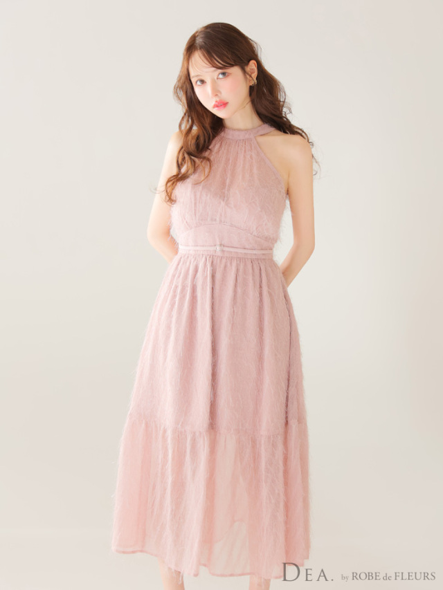 XS～Lサイズあり】フリンジジャガードサテンロングキャバドレス(DE4318)